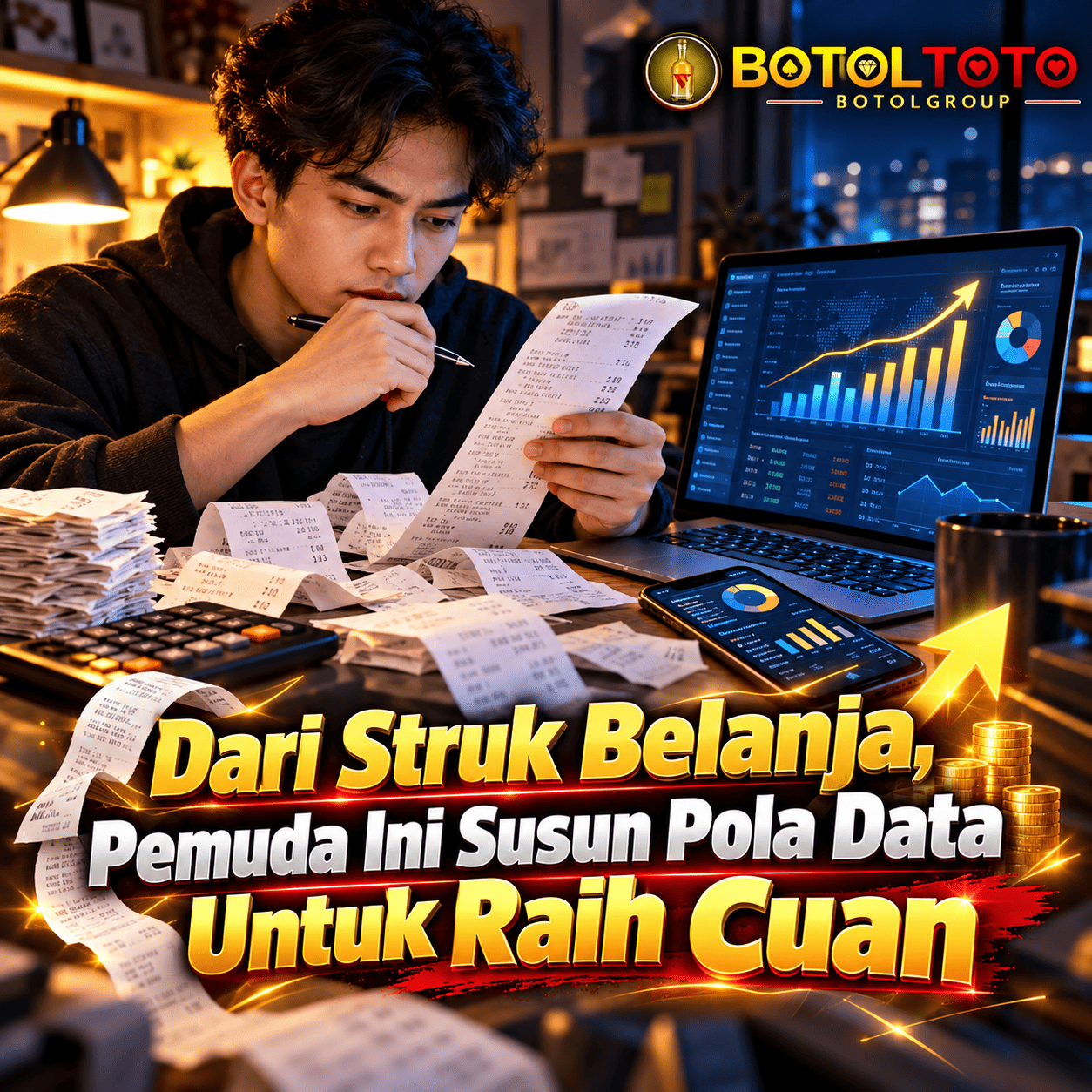 BOTOLTOTO | Dari Struk Belanja, Pemuda Ini Susun Pola Data Untuk Raih Cuan